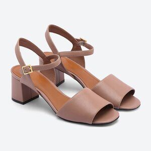 Charles & Keith Classic Block Heel Sandals - Nude CK1-60580109 Size 35